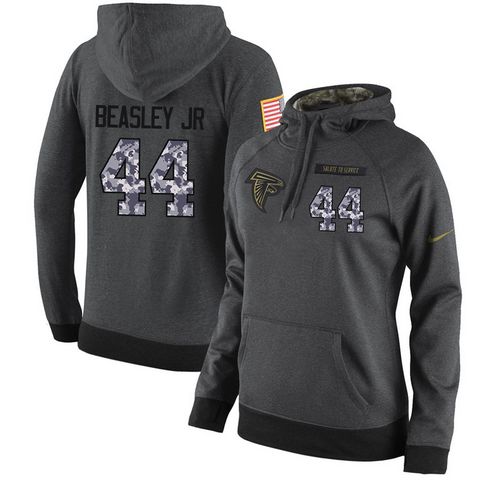 NFL Women's Nike Atlanta Falcons #44 Vic Beasley Jr Stitched Black Anthracite Salute to Service Player Performance Hoodie - Click Image to Close